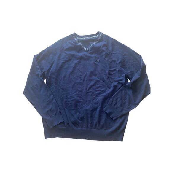 Men’s Travis Mathew V Neck Sweater Blue Pullover XL Golf Preppy - Picture 1 of 4